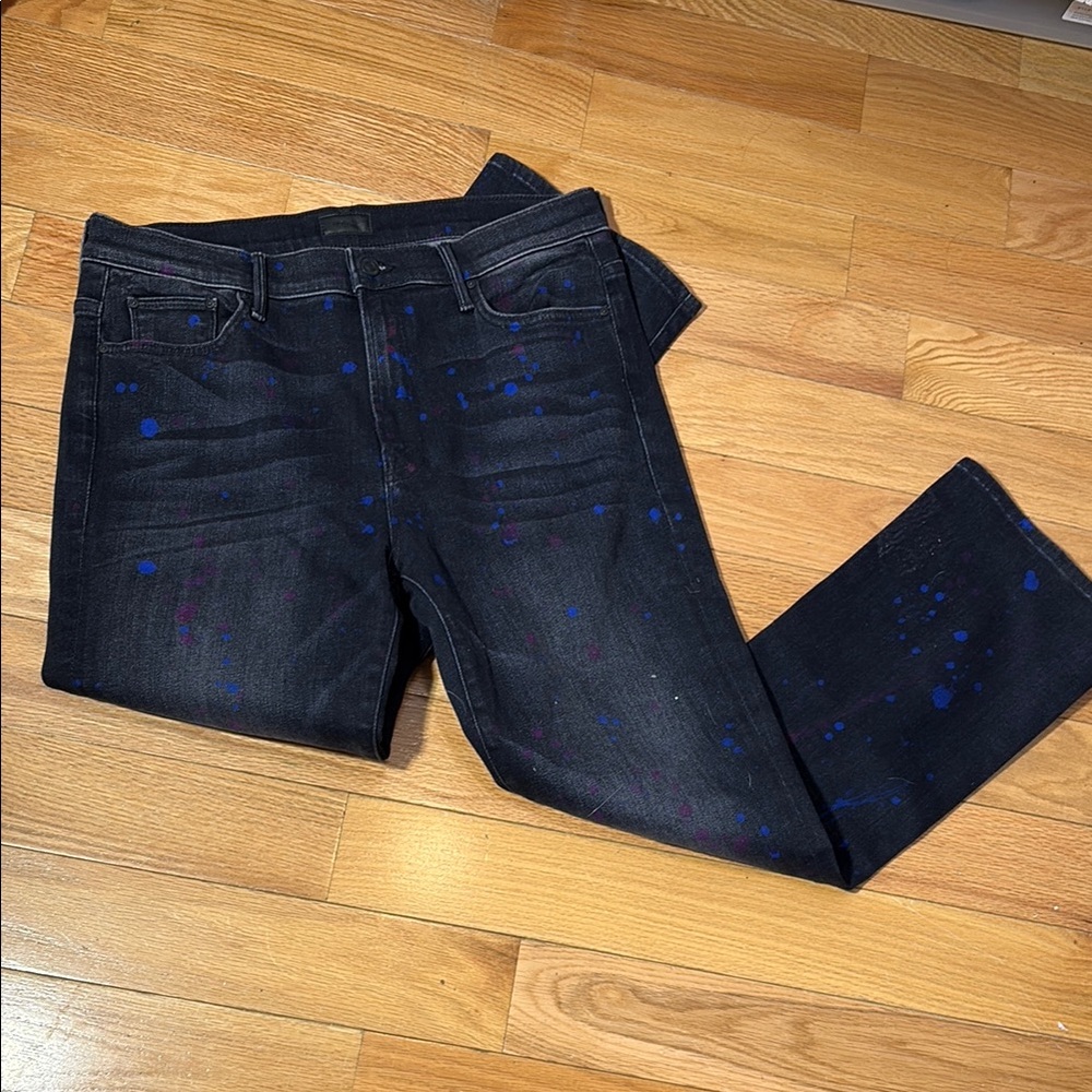 MOTHER The Insider Ankle RAIN CITY LIGHTS Women’s Black Bootcut Jeans Size 32
